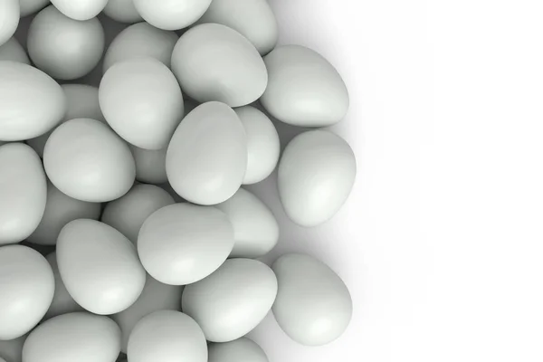 Muchos Cultivan Huevos Pollo Blanco Orgánicos Crudos Fondo Renderizado Concepto —  Fotos de Stock