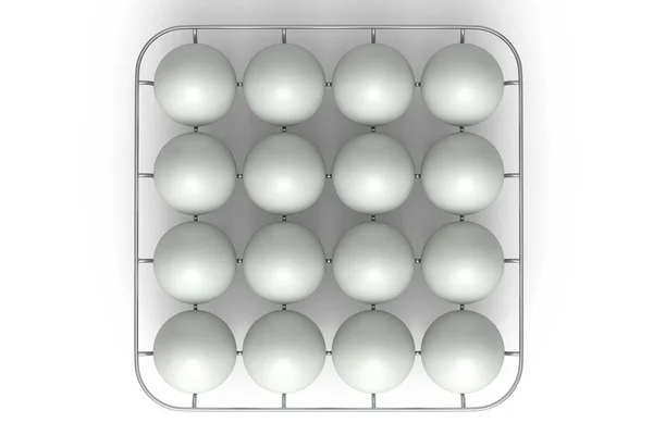 Surowe Organiczne Jaja Pokryte Białym Cukrem Metalowej Tacy Lub Tekturze — Zdjęcie stockowe