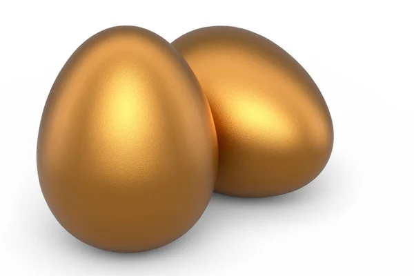 Beyaz Arka Planda Izole Edilmiş Lüks Altın Tavuk Yumurtaları Paskalya — Stok fotoğraf