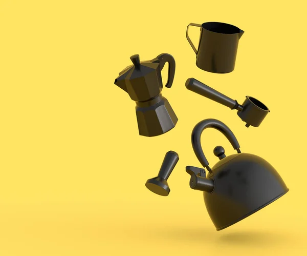 Espresso Koffiezetapparaat Waterkoker Met Hoorn Geiser Koffiezetapparaat Voor Het Bereiden — Stockfoto