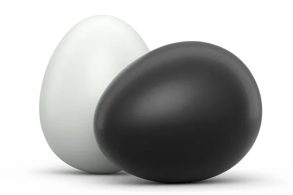 Granja Huevos Blancos Negros Orgánicos Crudos Para Desayuno Mañana Sobre —  Fotos de Stock