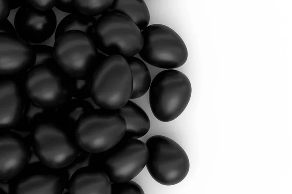 Montón Huevos Pollo Negro Orgánicos Crudos Granja Fondo Abstracto Renderizado — Foto de Stock