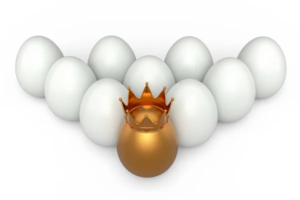 Montón Huevos Gallina Blanca Granja Huevo Oro Único Corona Real —  Fotos de Stock