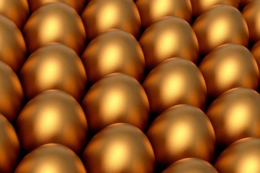 Bir yığın çiğ organik tavuk yumurtası, soyut arka plan. Paskalya kavramının 3D canlandırması veya Kara Cuma, lüks, zenginlik ve imparatorluk gücü