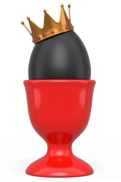 Αγρόκτημα Μαύρο Αυγό Χρυσό Βασιλικό Βασιλικό Στέμμα Κεραμικό Κύπελλο Αυγό — Φωτογραφία Αρχείου