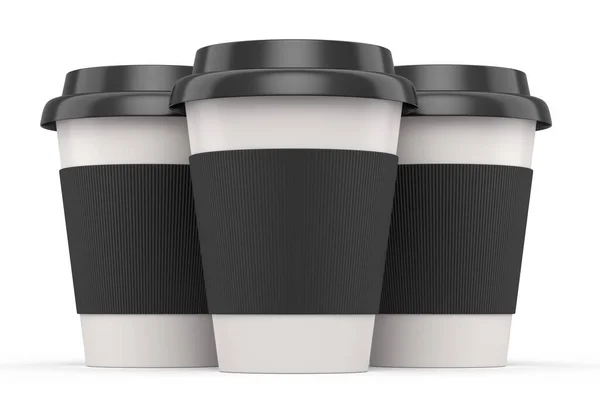 Zestaw Papierowych Filiżanek Kawy Osłoną Cappuccino Americano Espresso Mocha Latte — Zdjęcie stockowe