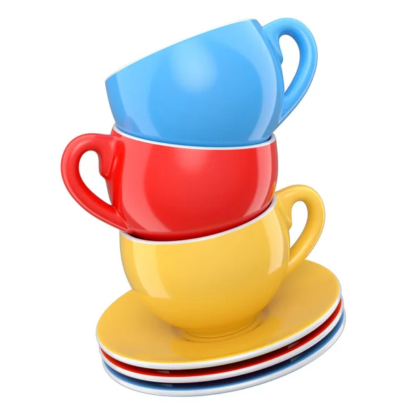 Set Ceramic Coffee Cup Cap Cappuccino Americano Espresso Mocha Latte — Foto de Stock