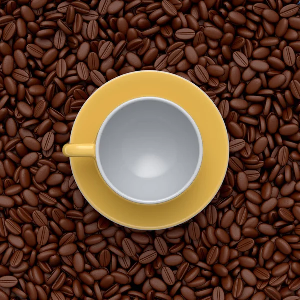 Ceramic Coffee Cup Coffee Beans Cappuccino Americano Espresso Mocha Latte — Zdjęcie stockowe