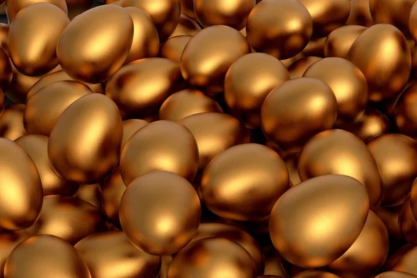 Montón Huevos Pollo Oro Orgánico Crudo Granja Fondo Abstracto Renderizado —  Fotos de Stock