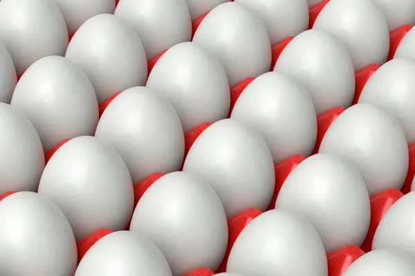 Muchos Cultivan Huevos Pollo Blanco Orgánicos Crudos Fondo Renderizado Concepto — Foto de Stock