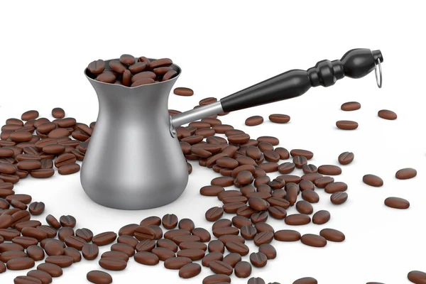 Turkish Coffee Cooked Sand Maker Cezve Coffee Bean White Background — Photo