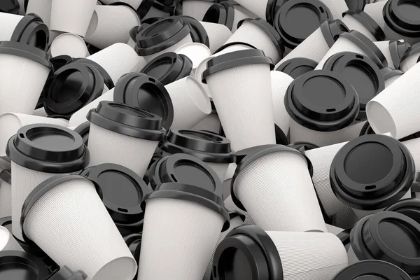 Heap Paper Coffee Cups Cover Cappuccino Americano Espresso Mocha Latte — Stockfoto