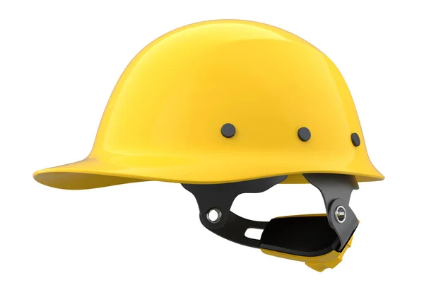 白い背景に隔離された黄色の安全ヘルメットやハードキャップ 3次元レンダリングとヘッドギアとハンディマンツールのイラスト — ストック写真