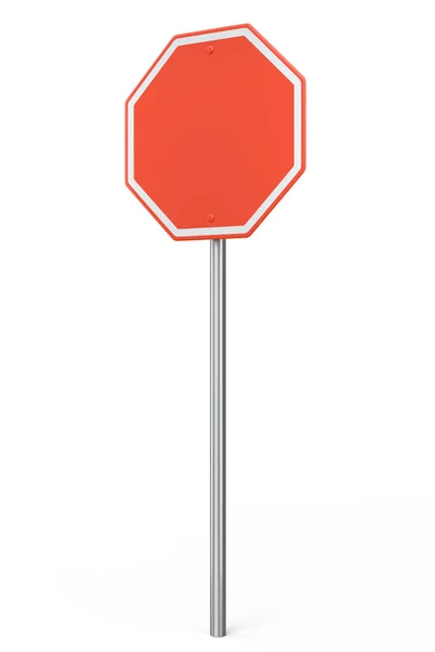 白い背景に隔離されたポール上の道路標識 道路交通標識テンプレートの3Dレンダリングモックアップ — ストック写真