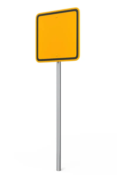 电线杆上的路标在白色背景上隔绝 三维模拟街道交通标志模板 — 图库照片