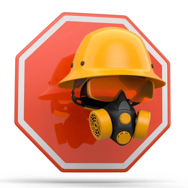 Set Construction Wear Tools Repair Installation Engineer Helmet Earphones Respirator — Stock Photo, Image