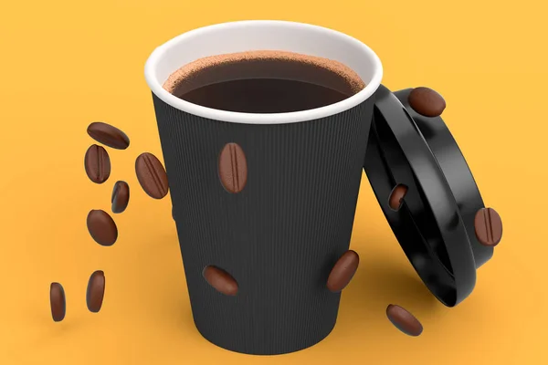 Paper Coffee Cup Coffee Bean Cappuccino Americano Espresso Latte Cocoa — Stockfoto