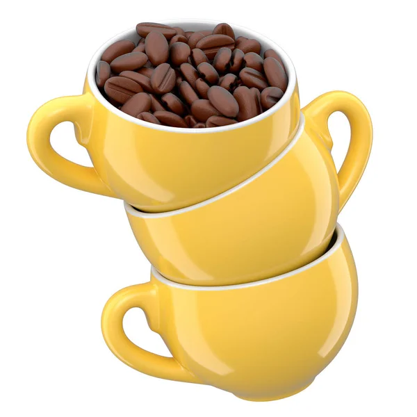 Ceramic Coffee Cup Coffee Beans Cappuccino Americano Espresso Mocha Latte — 스톡 사진