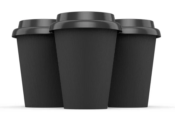 Kaffeetassen Set Aus Papier Mit Deckel Für Cappuccino American Espresso — Stockfoto