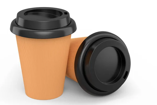 Set Paper Coffee Cups Cover Cappuccino Americano Espresso Mocha Latte — Fotografia de Stock