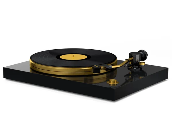 Vinyl Record Player Turntable Retro Vinyl Disk White Background Render — ストック写真