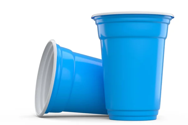 Set Plastic Disposable Party Cup Isolated White Background Render Take — Stock Photo, Image