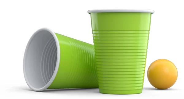 Set Plastic Disposable Party Cup Isolated White Background Render Take —  Fotos de Stock