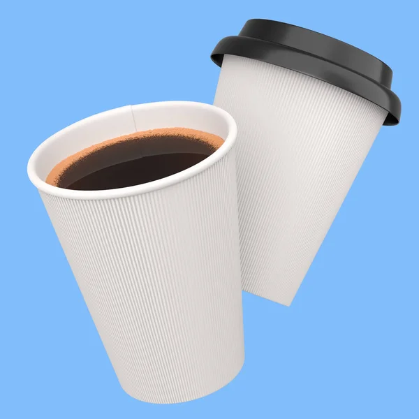Set Van Papieren Koffiebeker Met Deksel Voor Cappuccino Americano Espresso — Stockfoto