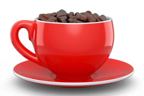 Ceramic Coffee Cup Coffee Beans Cappuccino Americano Espresso Mocha Latte — Foto Stock