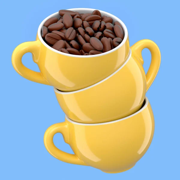 Ceramic Coffee Cup Coffee Beans Cappuccino Americano Espresso Mocha Latte — Photo
