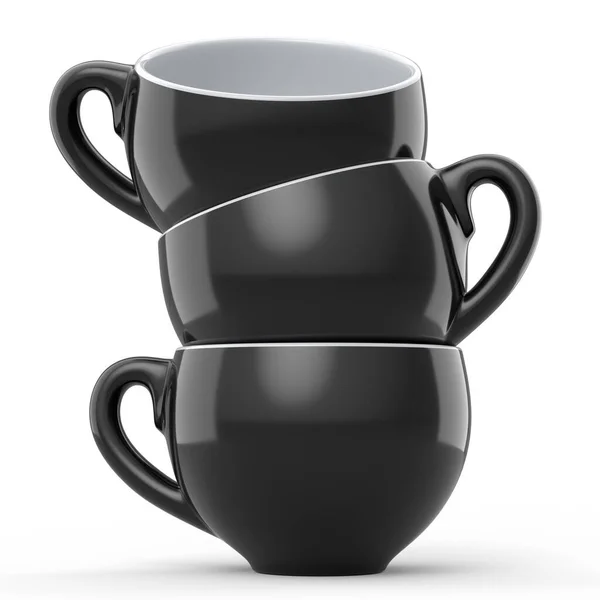Set Ceramic Coffee Cup Cap Cappuccino Americano Espresso Mocha Latte — Fotografia de Stock