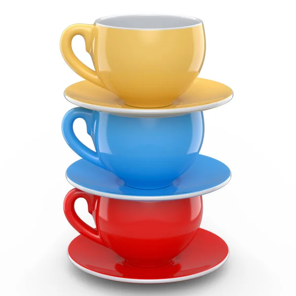Set Ceramic Coffee Cup Cap Cappuccino Americano Espresso Mocha Latte — Foto de Stock