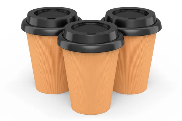 Set Paper Coffee Cups Cover Cappuccino Americano Espresso Mocha Latte — Fotografia de Stock