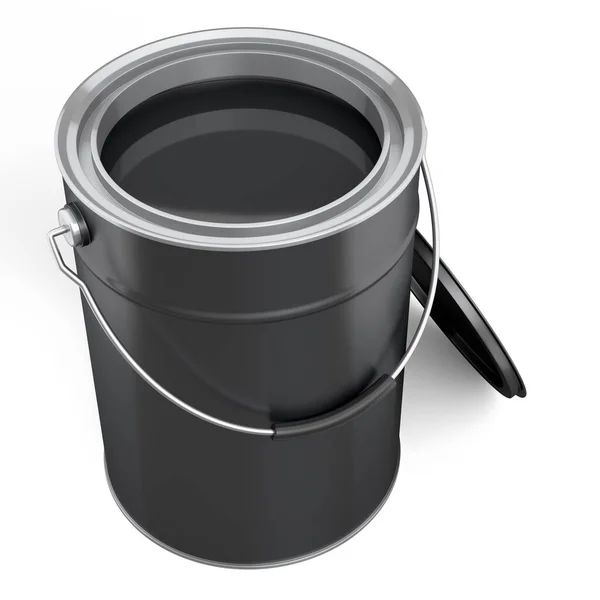 Open Metal Can Buckets Paint Handle White Background Render Renovation — стоковое фото