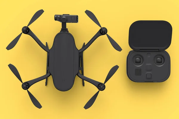 Foto Video Drone Elicottero Quad Con Action Camera Telecomando Sfondo — Foto Stock