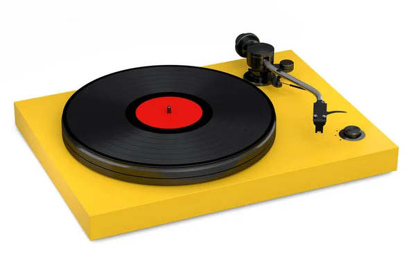 Vinyl Record Player Turntable Retro Vinyl Disk White Background Render — Zdjęcie stockowe