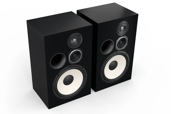 Speakers Loudspeakers Isolated White Background Render Audio Equipment Boombox Sound — Stock Photo, Image