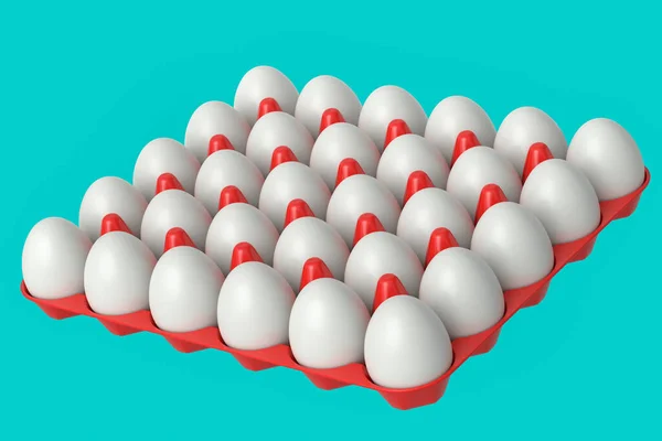 Farm Raw Organic White Sugar Coated Eggs Plastic Tray Paper — Stock Photo, Image