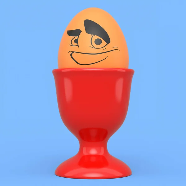 Farma Brązowe Malowane Jajko Wyrażeniami Śmieszną Twarz Ceramicznym Kubku Jaj — Zdjęcie stockowe