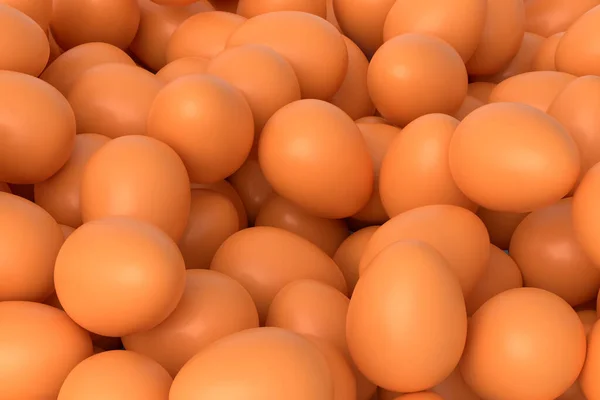 Muchos Granja Cruda Orgánica Huevos Pollo Marrón Fondo Renderizado Concepto —  Fotos de Stock