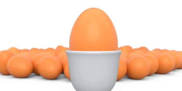 Ферма Коричневого Забарвлення Яйця Керамічній Яєчній Чашці Сніданок Натовп Яєць — стокове фото