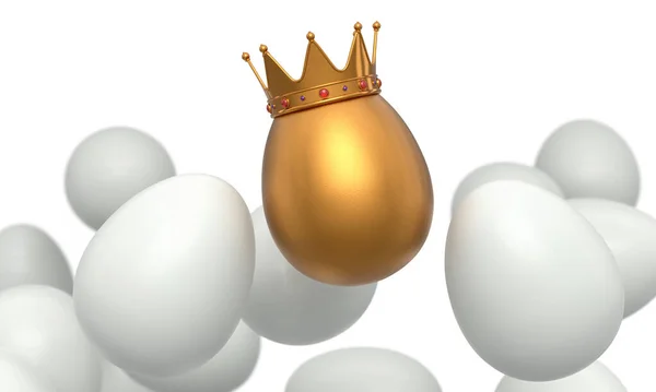 Heap Farm White Chicken Eggs Unique Gold Egg Royal King — Stock Photo, Image