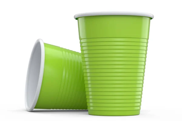 Set Plastic Disposable Party Cup Isolated White Background Render Take — Stock fotografie