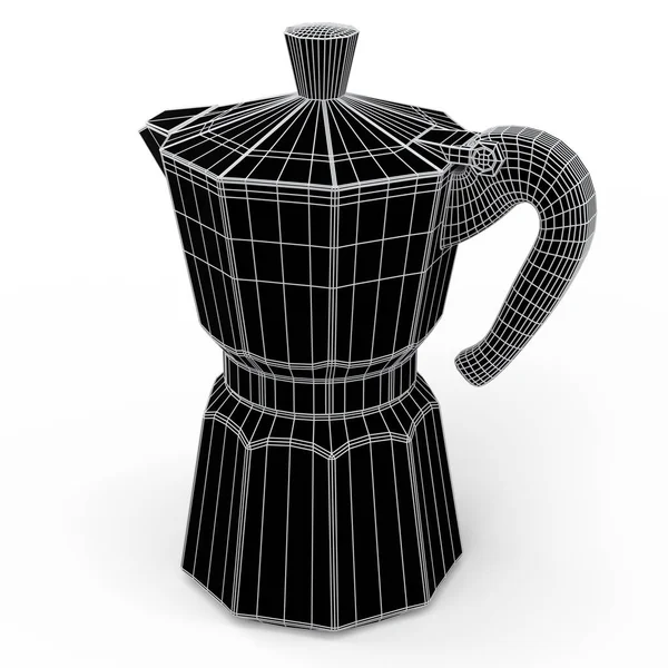 Talyan Gayzer Kahve Makinesi Moka Beyaz Arka Planda Görünür Görünmez — Stok fotoğraf