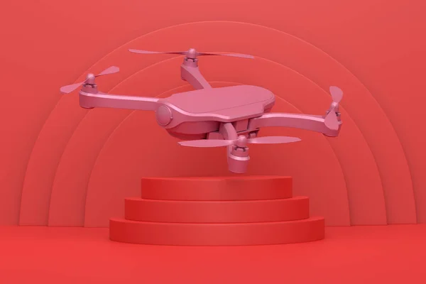 Abstracte Scène Podium Met Drone Quad Copter Met Action Camera — Stockfoto