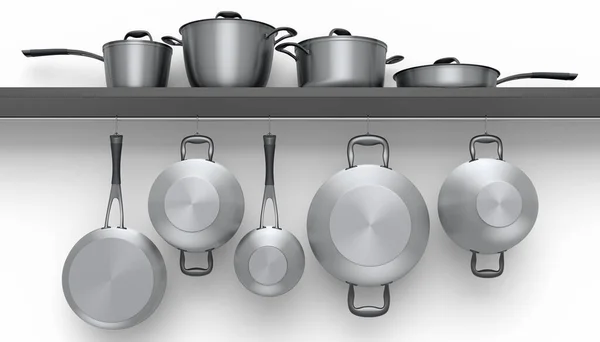 Набор Stewpot Нержавеющей Стали Сковородка Хромированная Алюминиевая Посуда Стеклянной Крышкой — стоковое фото