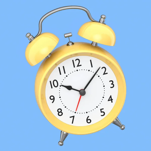 Relógio Alarme Vintage Fundo Azul Renderizar Conceito Acordar Manhã Tempo — Fotografia de Stock