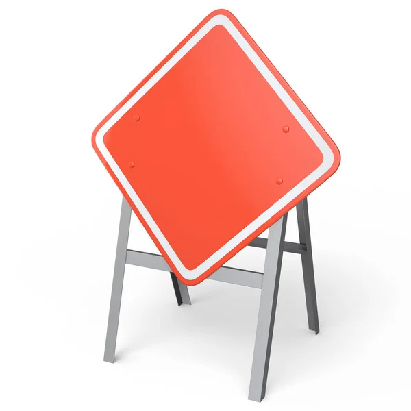 Verkehrsschilder Stehen Isoliert Auf Weißem Hintergrund Rendering Attrappe Von Straßenverkehrszeichen — Stockfoto