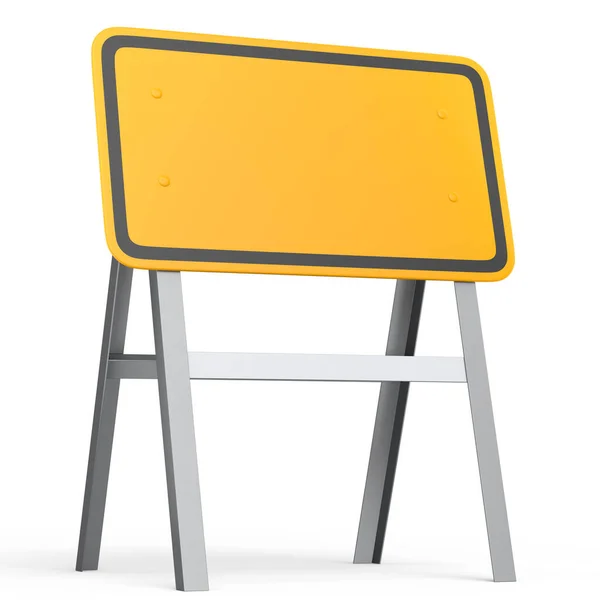 白い背景に独立したスタンド上の道路標識 道路交通標識テンプレートの3Dレンダリングモックアップ — ストック写真