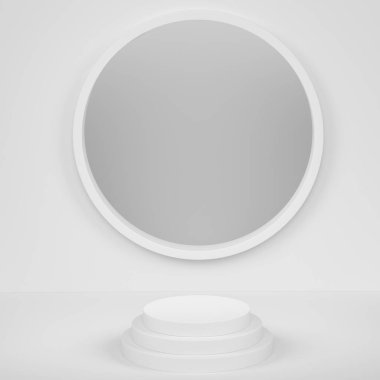 Tek renkli arka planda ürün sergisi için soyut sahne ya da podyum. Ürün sunumu için 3d görüntü oluşturma veya sahnede, kaidede veya platformda kozmetik ürünü gösterme